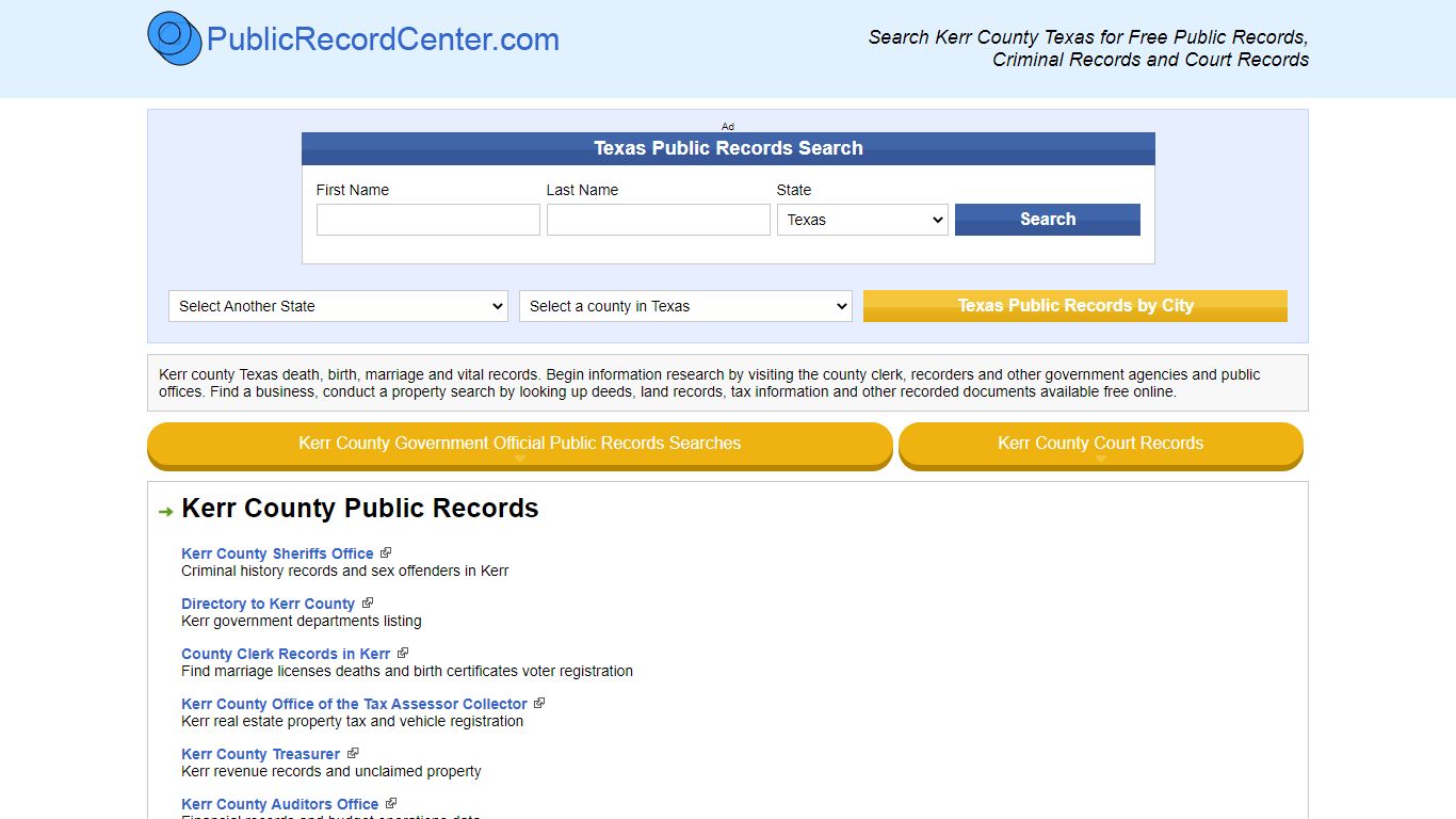 Kerr County Texas Free Public Records - Court Records ...